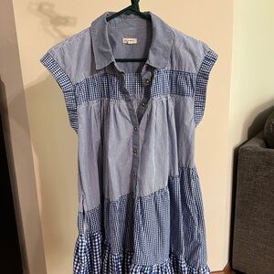Maeve Blue Striped & Gingham Mini Dress